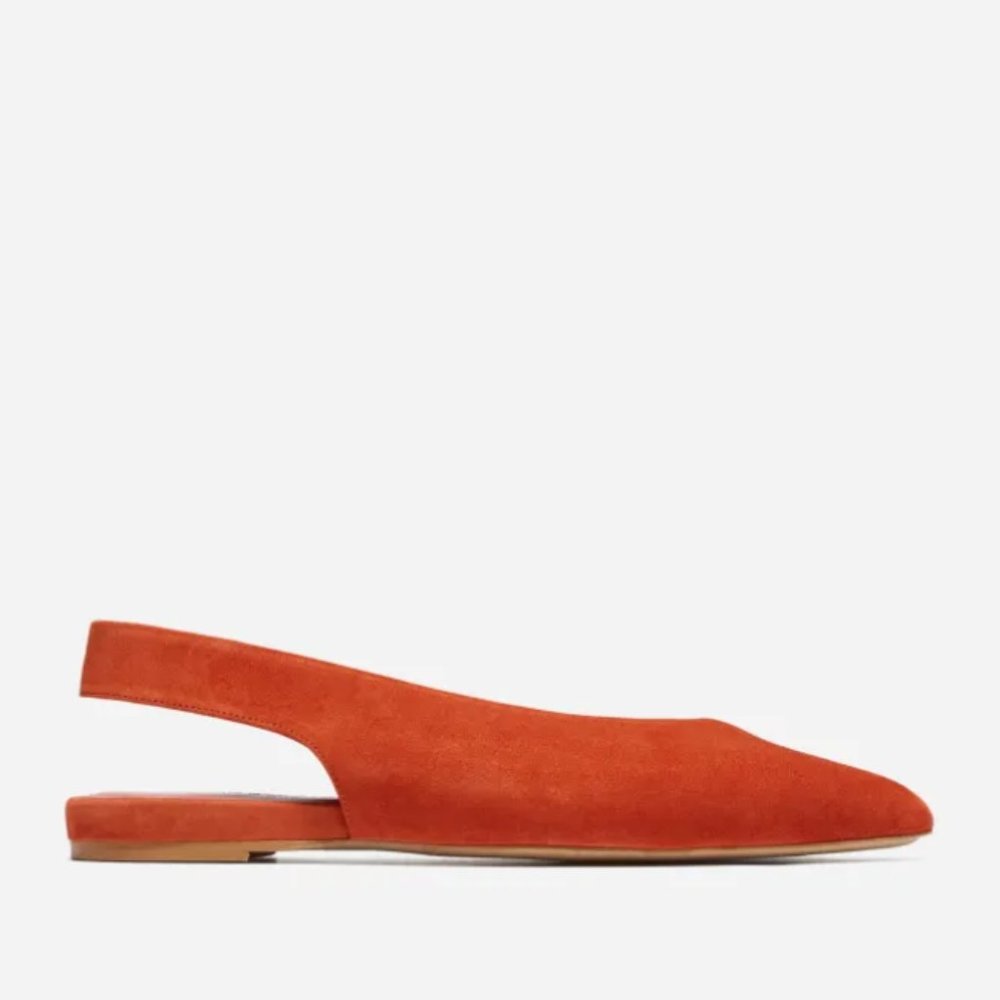Everlane | Suede V Slingback in Rust
